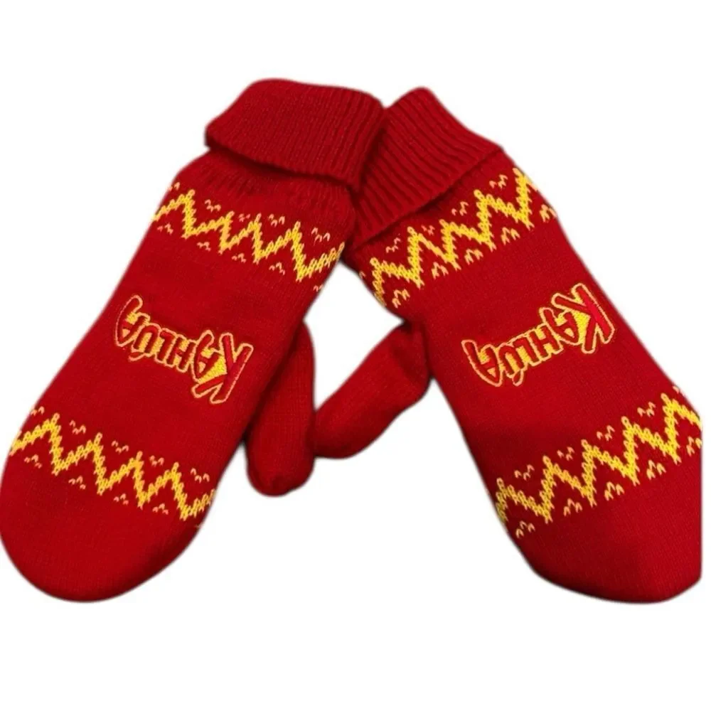 Kahlúa Red and Yellow Knit Mittens